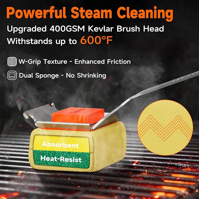 Bristle Free Grill Brush Replaceable Cleaning Head, Safe BBQ Grill Brush Cleaning Pad Replacement for Cast Iron or Stainless-Steel Grates, Grill Cleaner (Replaceable Head)
