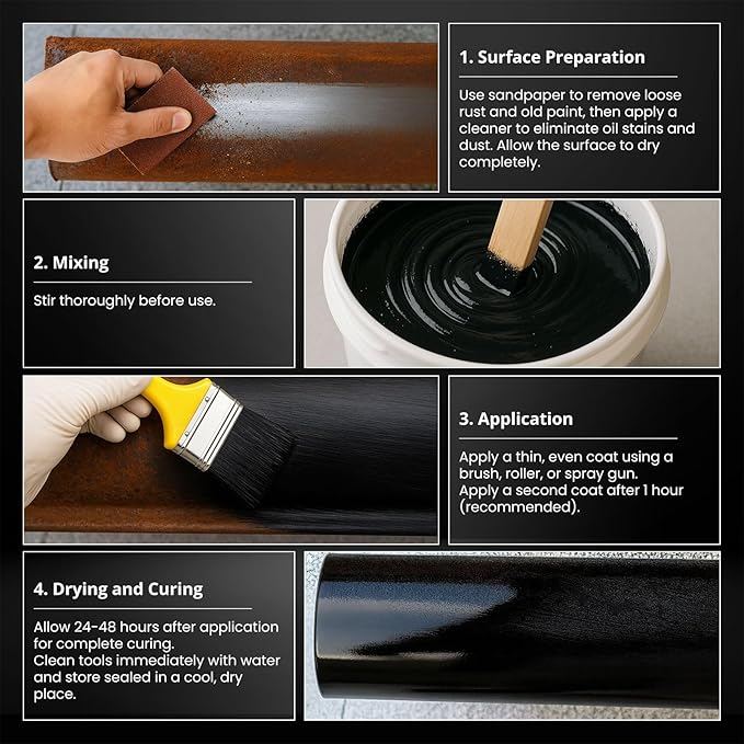 DWIL Rust Converter for Metal, 2 in 1 Rust Converter Paint and Primer, Converts Rust to Long-Lasting Protective Coating, Anti Rust and Rust Prevention Paint, No Sanding or Primer Needed, Black, 1 Gal