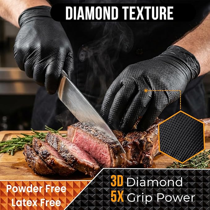 ANBOSON 10 Mil Diamond Textured Nitrile Gloves, Heavy Duty Disposable, Extra Thick, Latex & Powder Free, Chemical and Puncture Resistant, Ideal for Auto Repair, Cleaning, Painting, X-Large