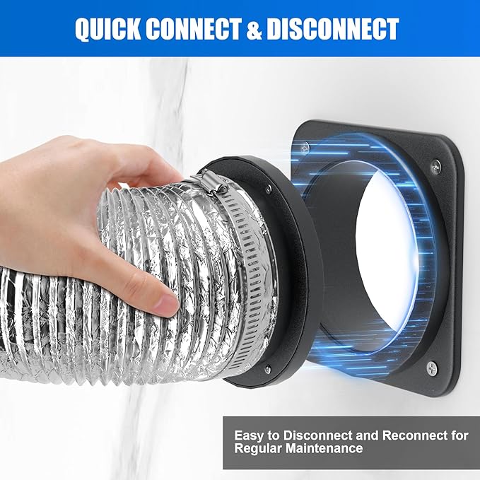 Magnetic Dryer Vent Coupling, Magnetic Dryer Vent Connector Kit, Strong Magnet Dryer Vent Quick Connect Disconnect Easy to Clean Airtight Seal 4" Exhaust Vent Hose Magnet Self-Alignment