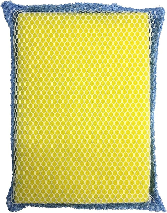 LOLA Microfiber Terry & Nylon Net Sponge Scrubber Pad, Non Scratch 2-Way Cleaning, Gently Scrubs & Wipes Clean, 1 Count