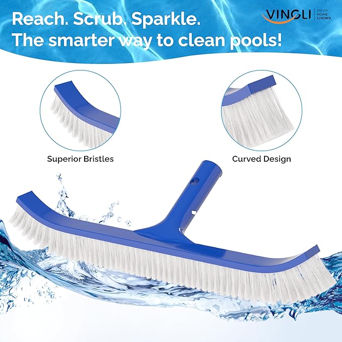 VINGLI 4-in-1 Pool Cleaning Kit, Pools Maintenance Equipment with Pool Net, Pool Brush, Skimmer Net and SPA Brush, Pool Maintenance Tools for Inground&Above Ground Swimming Pools