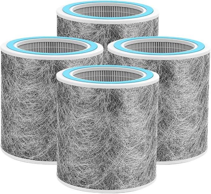 Nispira HC452 HP102 Replacement Filter For Shark NanoSeal Air Purifier HP102PET, HP100, HP105 HC450, HC451, HC455, UA455 3-in-1 True HEPA Activated Carbon Part HE1FKPET, 4 Pack