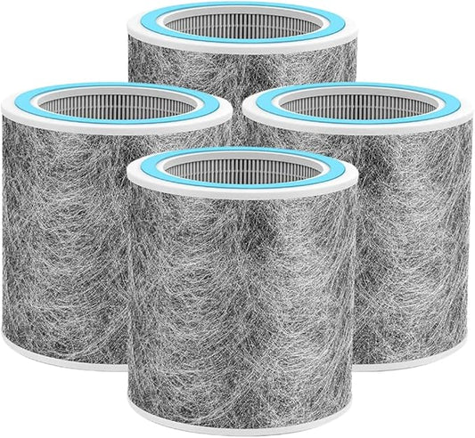 Nispira HC452 HP102 Replacement Filter For Shark NanoSeal Air Purifier HP102PET, HP100, HP105 HC450, HC451, HC455, UA455 3-in-1 True HEPA Activated Carbon Part HE1FKPET, 4 Pack