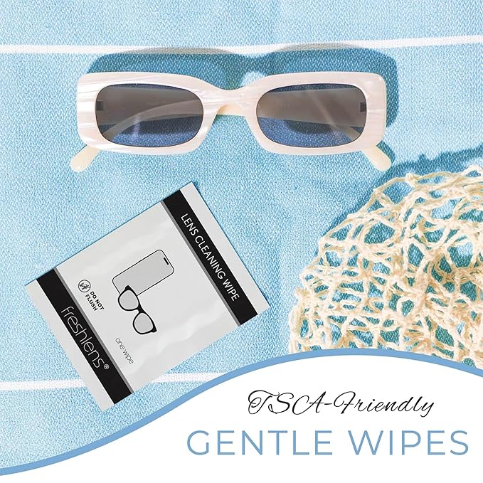 Freshends Lens Cleaning Wipes - 300 Soft & Lint Free Towelettes - Eye Glass Cleaners Individual Packets - Pre-Moistened Lens Wipes For Eyeglasses, Tablets, Camera & Cellphone Screens