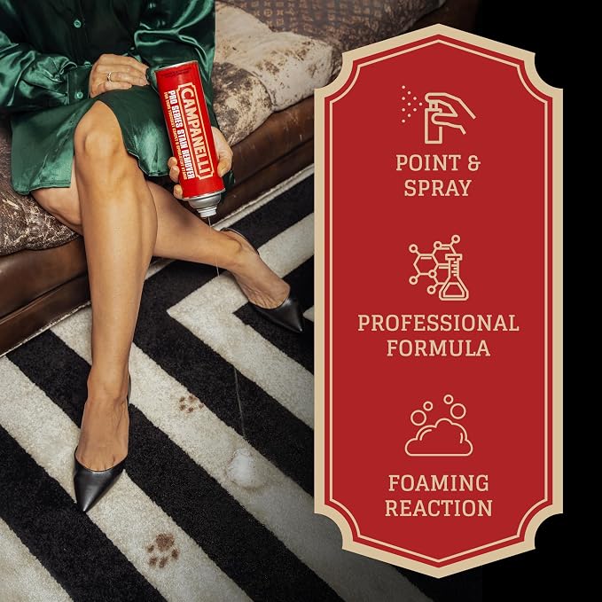 Campanelli Pro Series Stain Remover Point & Spray Carpet & Upholstery Cleaner for Pet Stains & Odors, Food Stains, Wine, Coffee, Dirt and More! – 3 Pack (18oz Each)