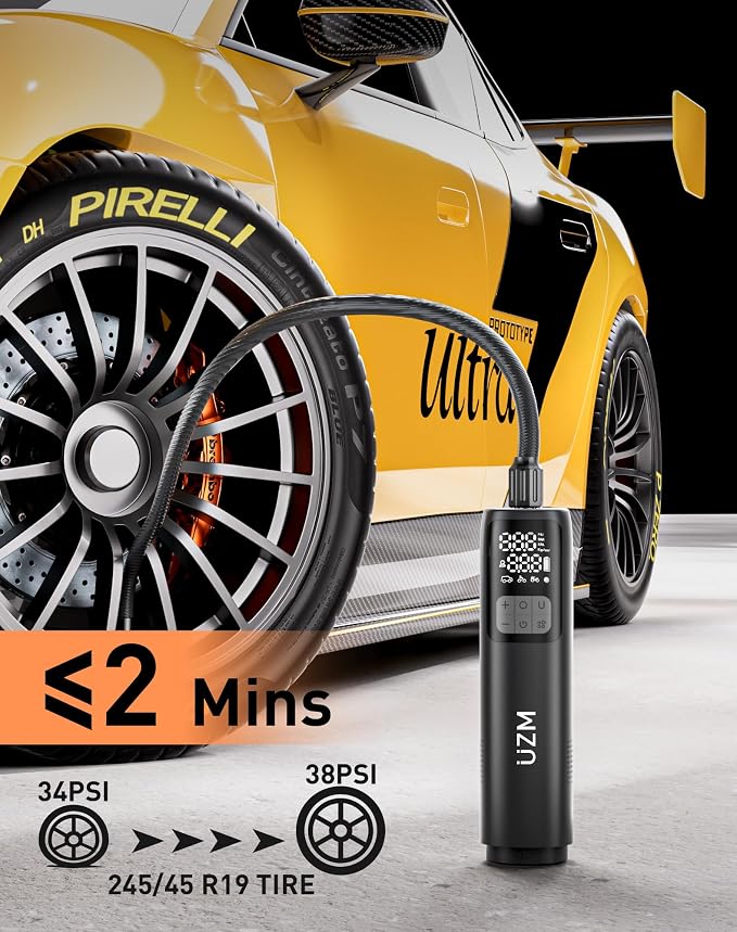 Car Vacuum Portable Cordless, 12000Pa 3-in-1 Car Vacuum Cleaner and Tire Inflator, 5000mAh Battery, 150 PSI, LED Light, Type-C Charge, Portable Tire Inflator for E-Bike, Motorcycle, Ball