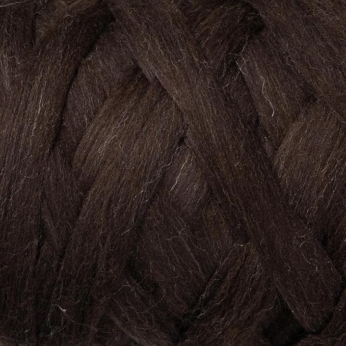 Natural Wool Bulky Chunky Yarn roving, 8 lb. Best fot Hand Made Spinning, arm Knitting, Felting,Giant Blankets, Tapestry, Bedding un-Dyed. (Dark Brown Chocolate, 8 lb)