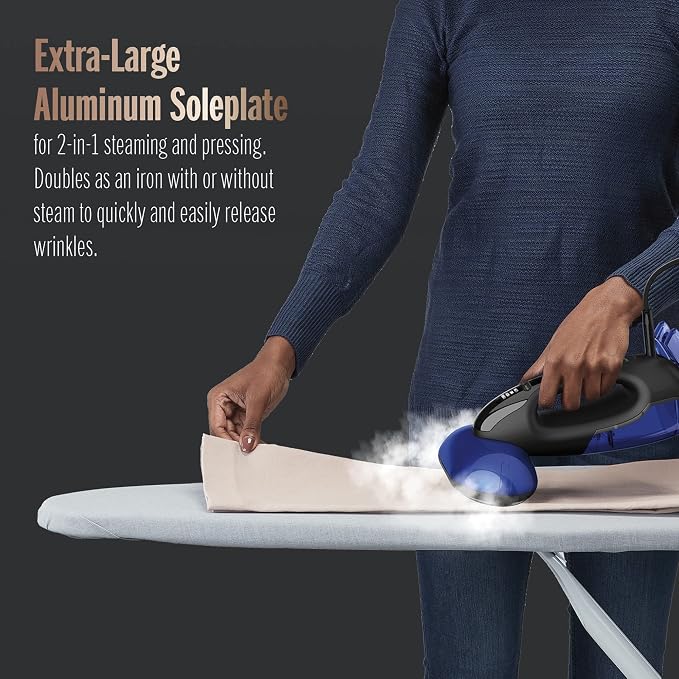 Conair 2-in-1 Handheld Steamer and Iron for Clothes,Turbo ExtremeSteam 1875W Garment Steamer and Clothing Iron,Black/Blue,(Pack of 2)