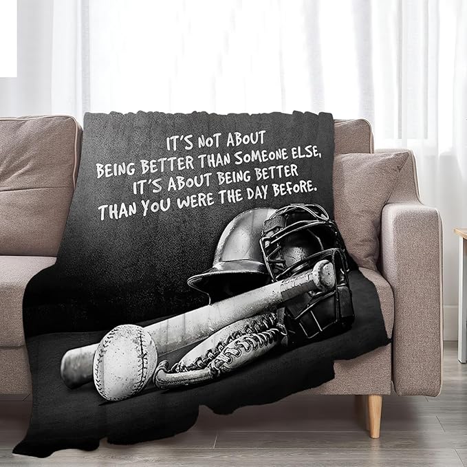 Tijuboni Baseball Sports Throw Blanket Baseball Gifts for Boys Girls Men Women Kids Adults Soft Flannel Fleece Blanket for Couch Sofa Bed Home Decor 60"x80"