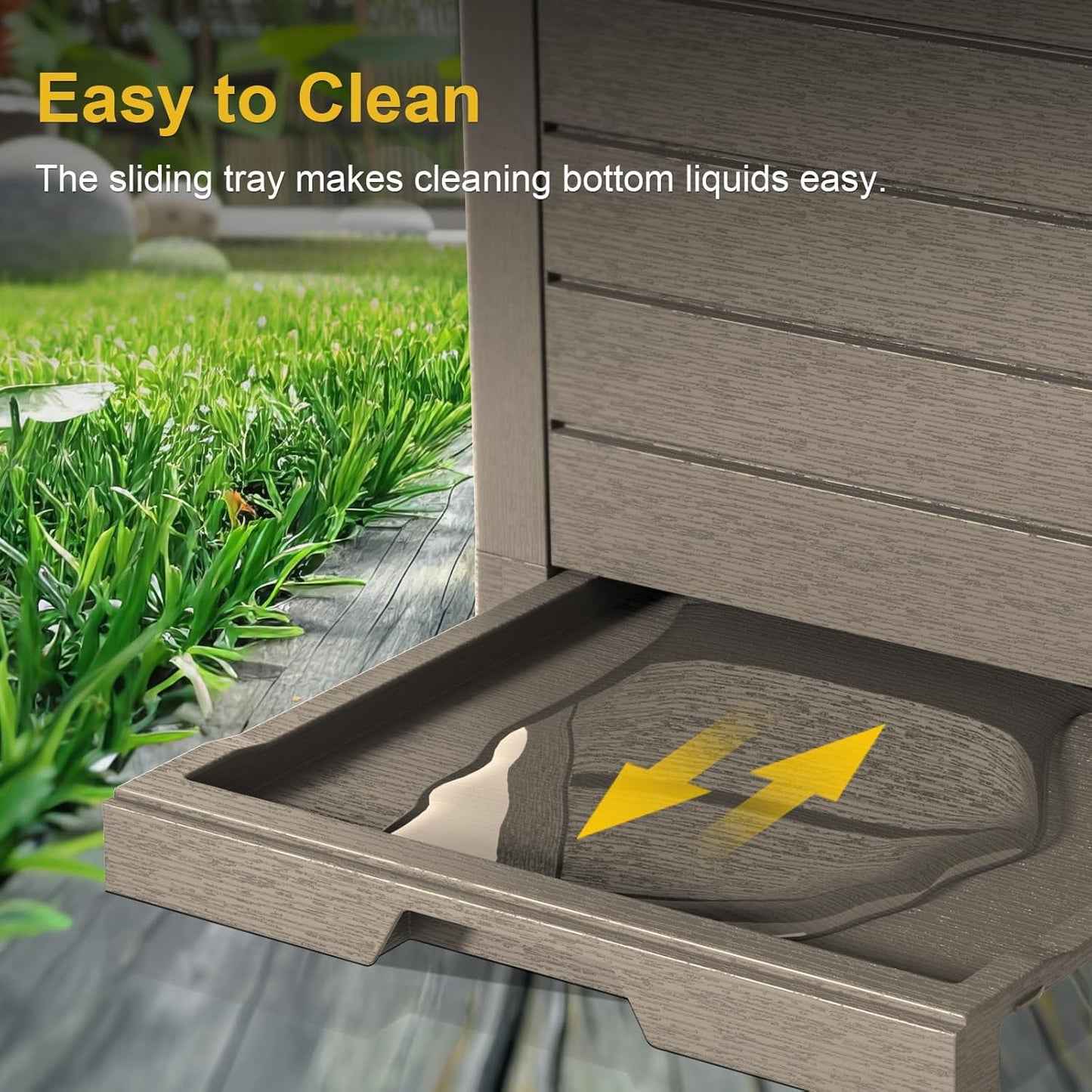 31 Gallon Outdoor Trash Can with Tiered Lid and Drip Tray,Waterproof Resin Waste Bin Indoor,Durable,Stylish,Lightweight Garbage Bin for Patio,Kitchen,Backyard and Office(Gray)