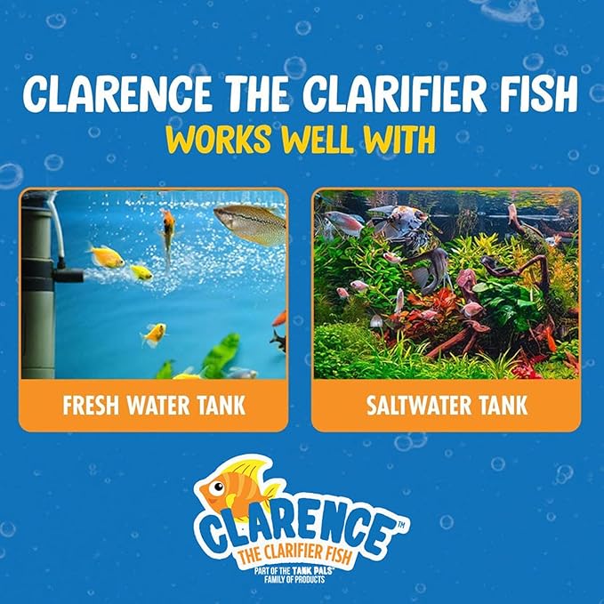 Clarence the Clarifier Fish - 6 pk, Purple-Orange - Aquarium Treatment, Clear Cloudy Fresh-Saltwater, Fish Safe, 10gal Tank Maintenance Ea