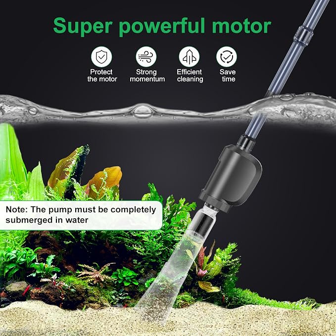 Electric Aquarium Gravel Cleaner,Strong Flow, Multifunctional Water Changer & Filter, Adjustable Silent Motor, Telescopic Tube for Low Water Level & All Tanks（36W,580GPH