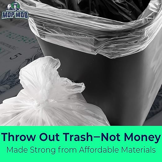 Leak-Proof Clear 4 Gallon Trash Can Liners, 50 Count, Coreless Roll, No Mess Disposal, Guaranteed for Life