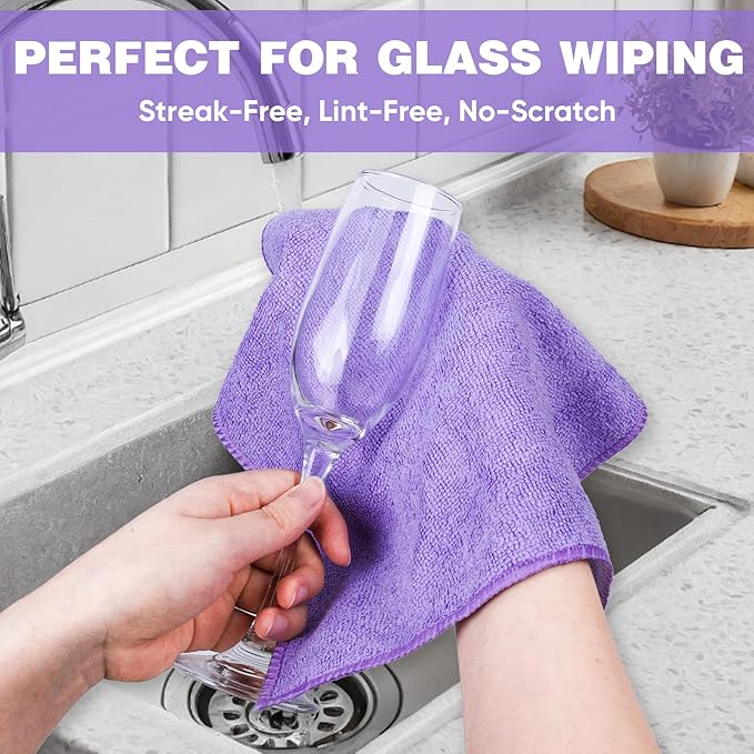 TEAWOO 10 Colors Microfiber Cleaning Cloths, 150 Pack Assorted Cleaning Rags, Highly Absorbent Microfiber Towels for Car, Kitchen, Bathroom and Household Cleaning, 11.8"X11.8"