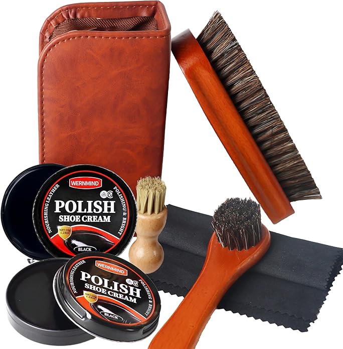 Black Brown Shoe Polish Kit Saddle Soap Mink Oil Leather Boot Shoe Shine Kit Conditioner Cream Wax Care Clearner Set