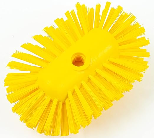 SPARTA Tank and Kettle Scrub Brush Heavy-Duty Tile Brush, Color-Coded and Handle Compatible (Sold Separately) for Optimal Access In Spacious Containers, Plastic, 5.25 X 7.5 Inches, Yellow, (Pack of 2)