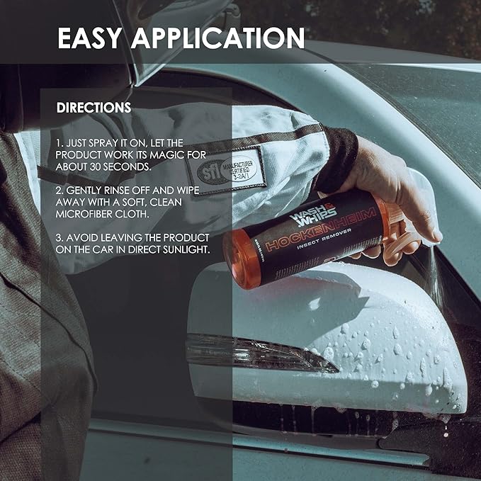 WASH&WHIPS Hockenheim Bug Remover - for Dead Insects, Droppings and Grease for Car Detailing, RVs, Trailers, Boats, Professional Strength Dissolves without Scratching, 16 fl oz