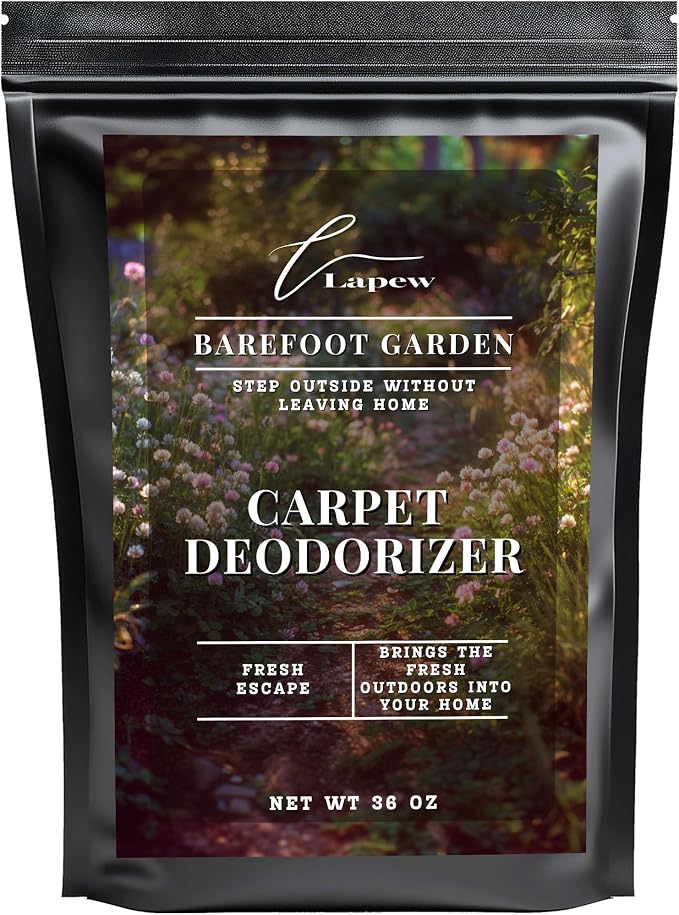 Lapew Barefoot Garden Carpet Deodorizer Powder - Pet Safe Freshener for Vacuuming | Scented Odor Eliminator for Home | 36 oz