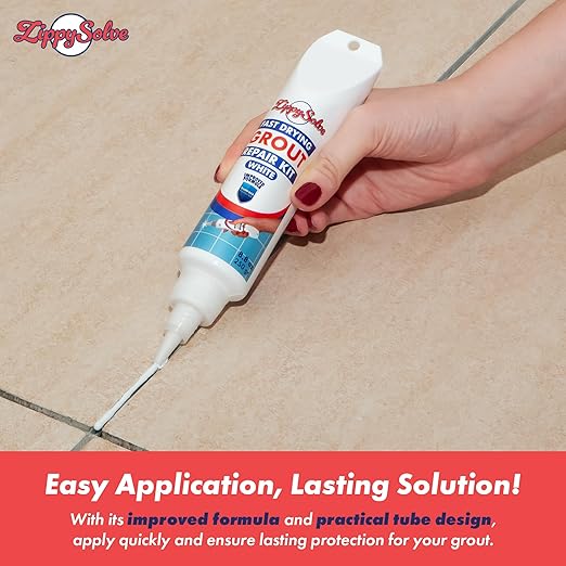 ZippySolve Tile Grout, Repair Kit, Restore & Renew Tile Joints Line, Fast Drying Tile Grout Paint Squeeze Tube for Bathroom Shower Kitchen Floor, Waterproof (50 Pack 8.8 oz Each, White)