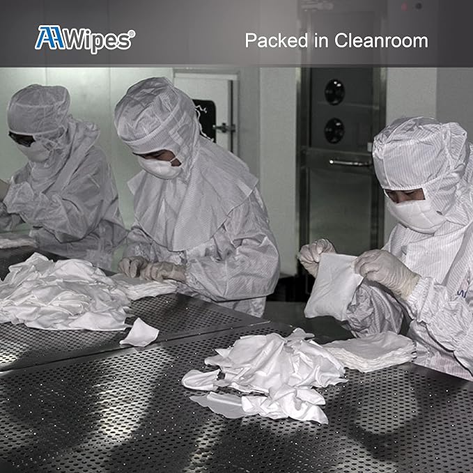 AAwipes Cleanroom Polyester Wipers 12"x12" (Bag of 150 Pcs) Double Knit 100% Polyester Wipes Lint Free Cloths with Ultra-fine Filaments, Laser Sealed Edge, Class 100 Cloths, Ultra-Soft Wipes