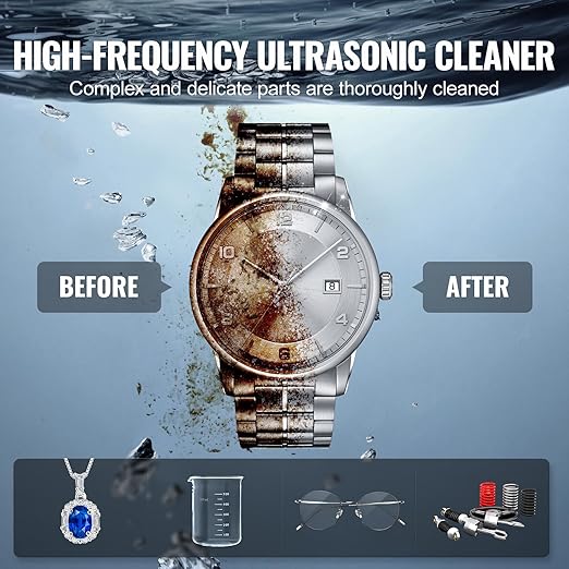 VEVOR 6L Sonic Cleaner with Heater Timer & Basket, Professional Digital Sonic Cavitation Machine, 180W Cleaning Machine for Watch Instruments, Glasses, Coin, Metal Parts, Tool