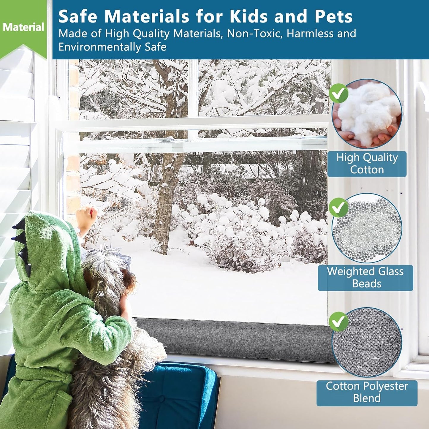 Triangular Under Door Draft Stopper 36 inch Heavy Duty Door Draft Blocker Bottom Door Seal Noise Air Door Guard for Doors and Windows, Gray