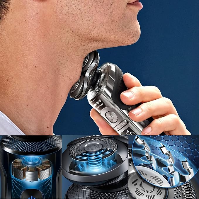 Philips S9000 Prestige Electric Shaver w/Qi Wireless Charging & Quick Clean Pod for Dry/Wet Use, SenseIQ Tech, Efficient, Fast Charge, One-Touch Open, Premium Case