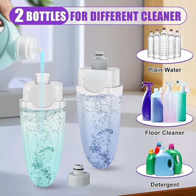HOMTOYOU Wet Spray Mop for Floor Cleaning with 2 Bottles and 4 Washable Pads