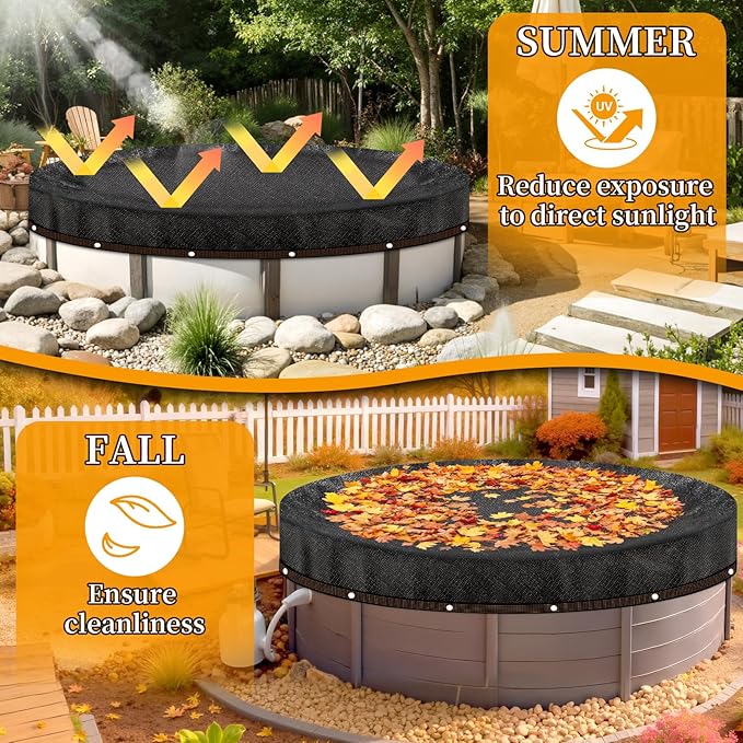 24ft Round Leaf Net Pool Covers for Above Ground Pools,Winter Above Ground Pool Cover to Catching Leaves, Mesh Tarp with Grommets, Resistant Garden Sun Shade Netting(Only Cover)