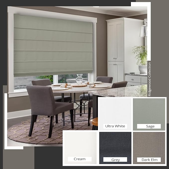 Chicology Cordless Roman Window Shade, Ridgewood Sage, 23" W x 72" H | Cordless Child-Safe, Room Darkening UV, Inside/Outside Mount, True-to-Size No Cut, Rich Textured Fabric, Spot-Clean Care Only