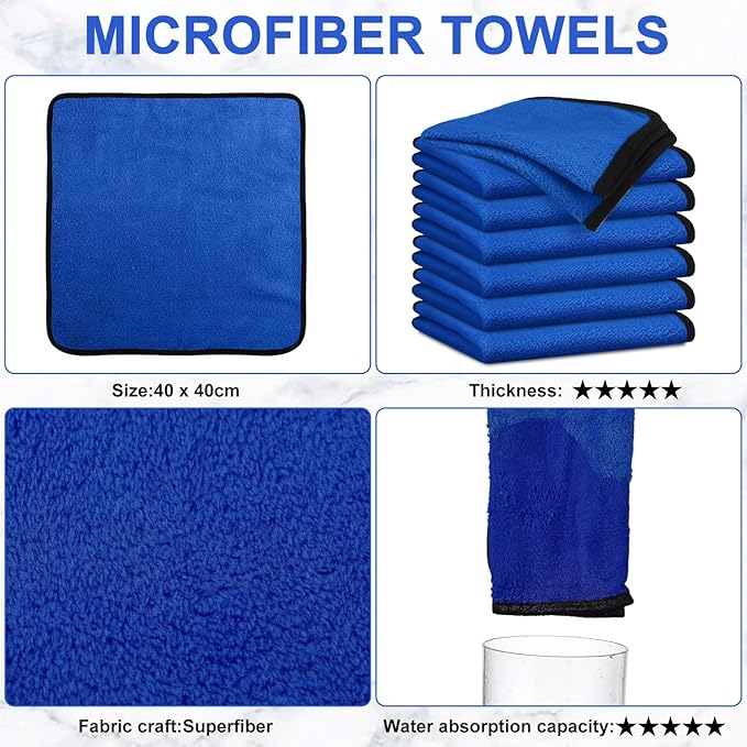 Tallew 60 Pcs Microfiber Towels:16"x16" Microfiber Drying Towels Bulk Micro Fiber Car Cleaning Cloth for Cars Drying Washing Polishing Office Windows Cleaning Household Supplies (Blue)