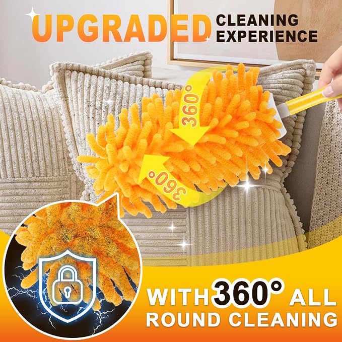 Duster Refill for Swiffer, 360 Dusters Heavy Duty Refills, Reusable Duster Kit for Home, Office, Furniture and Outdoor (5 Pack + 1 Handle)