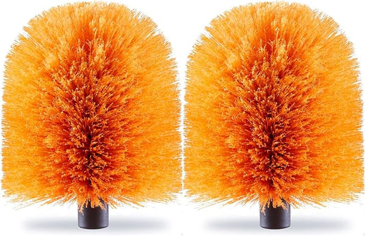 2 Pack Screw on Webster Cobweb Duster Head for Pole,Spider Web Brush, Cobweb Duster Head Attachment,Fits Standard 3/4 inch Threaded Poles (2, Orange)