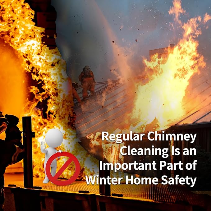 Bluesea 23 Feet Chimney Sweep Kit, Ergonomic Chimney Cleaning Kit, Extends Up to 23 Feet, Chimney Cleaner, Chimney Cleaning Tools, Chimney Cleaning System with Strong Brush, 7 Flexible Chimney Rods