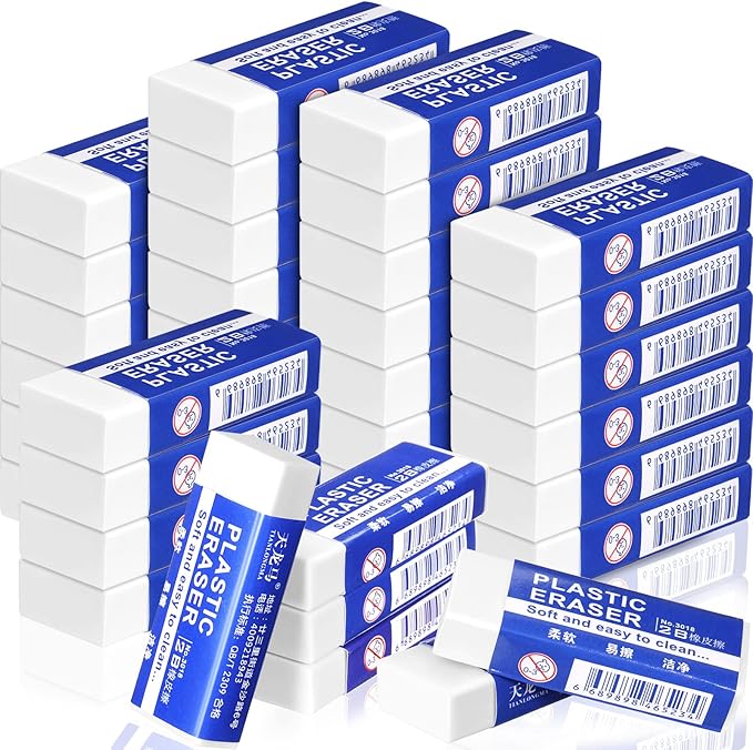 Yahenda 150 Pieces White Erasers Bulk Large Rubber Block Pencil Erasers for Drawing, Students, Teachers, Home, Office, Art Class, and More