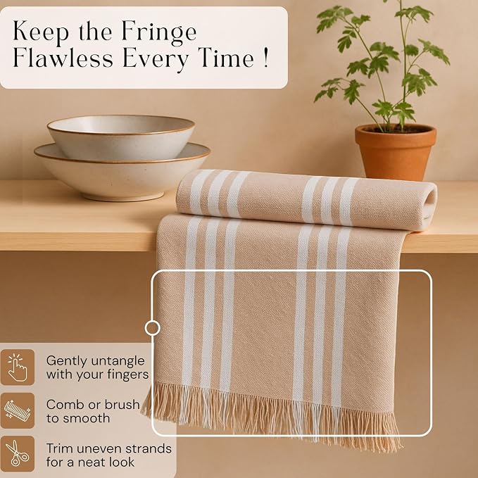 Dish Towels Multicolors 12 Pack, 16x26 Inches, Stripe Kitchen Tea Towels, Reusable Cleaning Cloths, Absorbent Drying Rags for Daily Use, Machine Washable - Beige, Rose Pink, Sky Blue