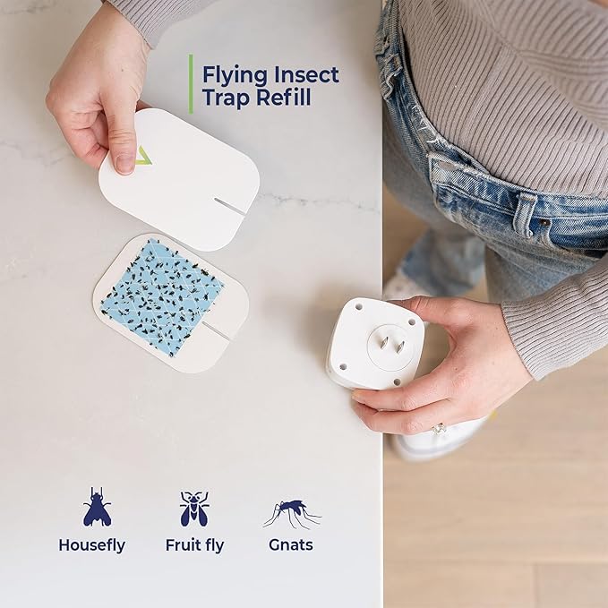 VEYOFLY Fly Trap Indoor Refill, Fruit Fly Traps for Indoors, Gnat Traps for House, Fly Catcher, Fly Trap, Plug in Catch for Fruit Flies, Moths, Gnats, Mosquito Trap (Pack of 10 Refills)