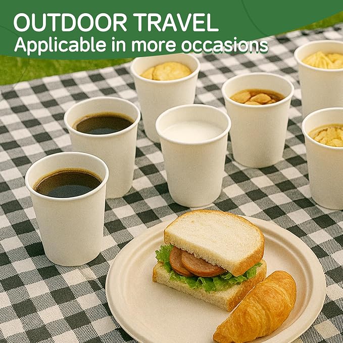 Coffee Cups 8 oz 1000 Pack, Disposable Paper Cups for Hot Beverage Drinkings, White Hot Bulk Paper Cups Suitable for Party, Picnic, Travel, and Events