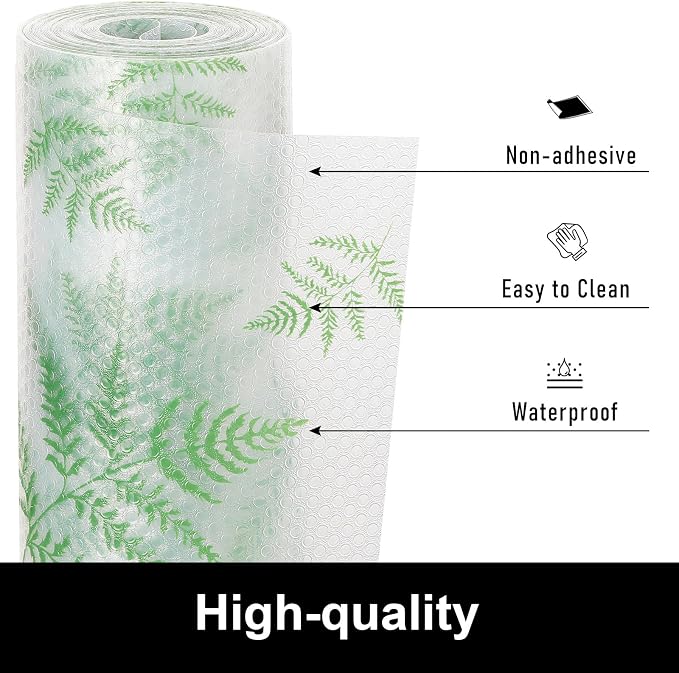 Cooyes Shelf Liner Drawer Liners, Shelf Liners for Kitchen Cabinets, Non Adhesive Cabinet Liner, EVA Waterproof Non-Slip Refrigerator Liners for Kitchen, Drawer（17.5" W x 360" L）
