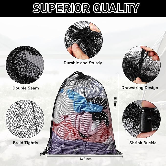10PCS Durable Delicate Laundry Bag - Multicolor Nylon Mesh Bag - Small Gym Travel Beach Storage Bag - Locking Closure - For College, Gym, Yoga, Sport