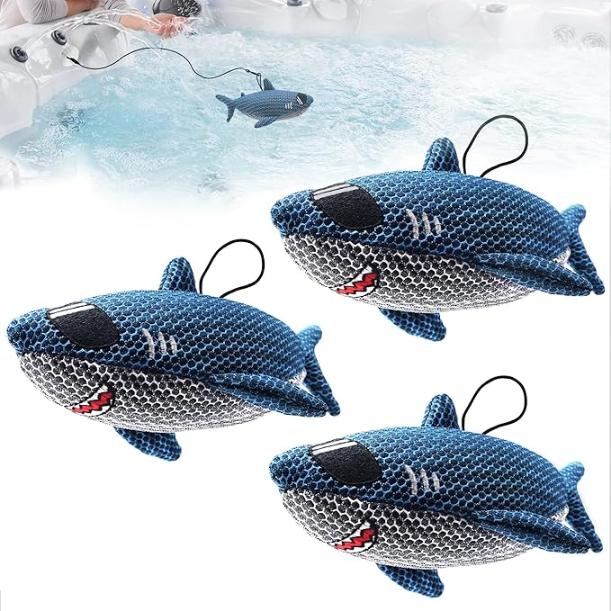 Shark Hot Tub Scum Absorber Reusable Washable Hot Tub Sponge Scum Absorber for Spa Hot Tub Oil Scum Absorber Spa Accessories for Adults (3 Pack, Tiger Shark)