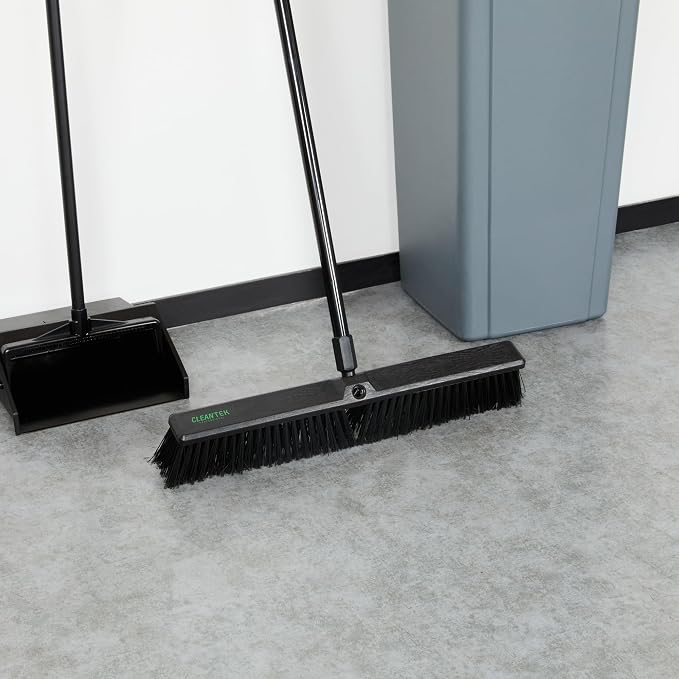 Restaurantware-BROOM HEAD ONLY: Clean Tek Professional 23.62-Inch Push Broom Head, 1 Heavy-Duty Cleaning Tool - Handle Sold Separately, Fine Flagged Bristles, Black Plastic, Outdoor Use