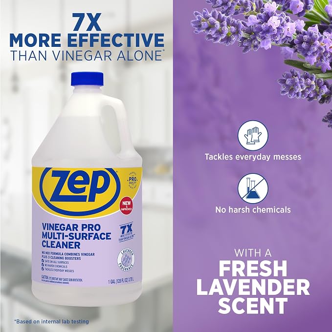 Zep All-Purpose Cleaner With Vinegar - 1 Gallon (Case of 4) R48410 - Gentle for Everyday Use