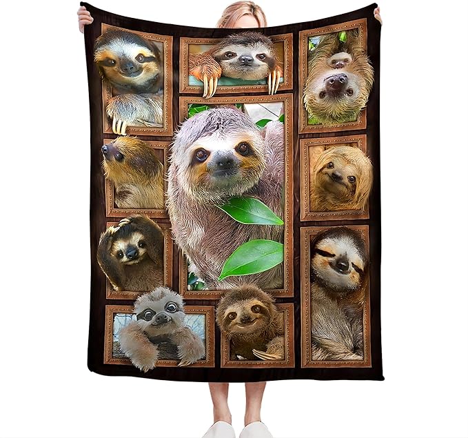 Sloth Throws - Soft Warm Cozy Fleece Blanket for Women, Men, Kids & Adults - 80"x60"