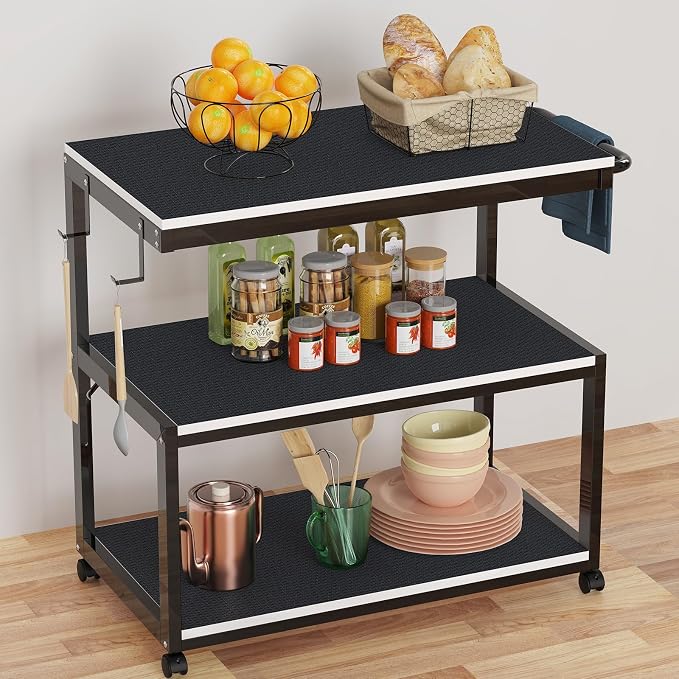 Black Shelf Liners for Kitchen Cabinets Non Adhesive Drawer Liner for Bathroom Waterproof Refrigerator Liners for Shelves Fridge Plastic Mats Cabinet Cupboard Liner 23.6 x 393.7 Inches