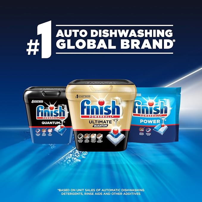 Finish Quantum Dishwasher Pods, No Pre-Rinse Dishwasher Detergent Soap Removes 24HR Dried-On Stain and Grease, Leaving a Virtually Spotless Shine, 57 Count
