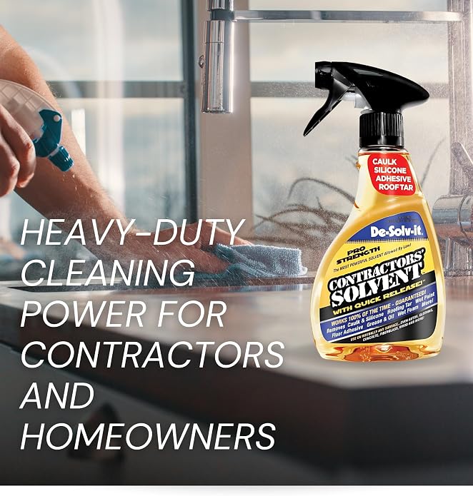GROVE De-Solv-It Contractors Solvent Spray Bundle - Heavy Duty Degreaser & Concrete Dissolver - Caulk Remover, Floor Adhesive, Tar - No Harmful Vapors - Caulk Remover Solvent - Citrus Scent - 12 oz