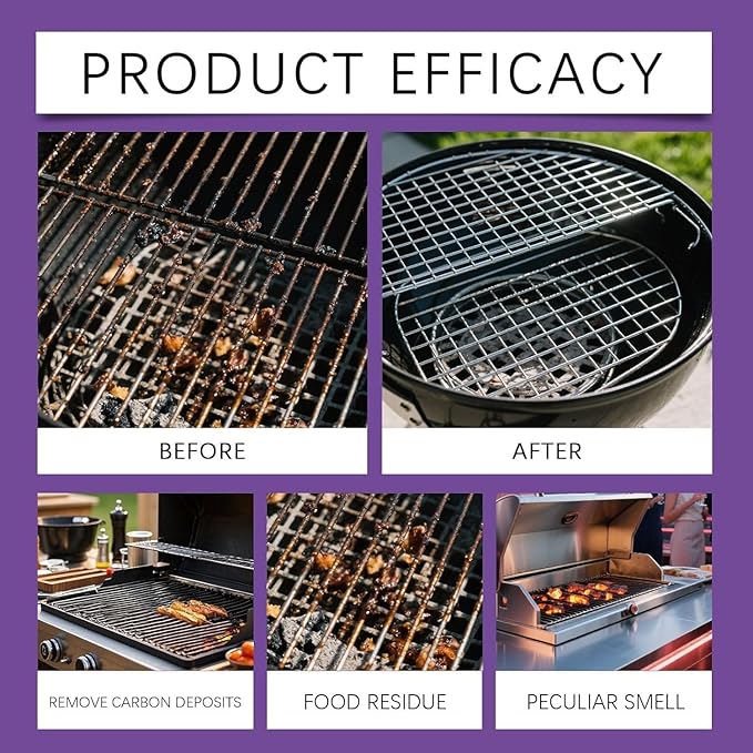 2Pcs Fast Acting Heavy Duty Grill Degreaser Spray, BBQ Grill Cleaner Spray for Outdoor Grills, Multi-Functional Grease Remover for Burnt Food & Grease, Kitchen Cleaner for Stove Top, Grill, Drip Pans