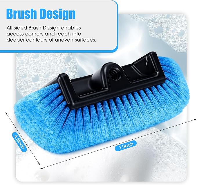 2 Pack 58 Inch Extendable Car Wash Brushes, Soft Bristled Scratch Free Cleaning System with Long Handle, Universal Cleaning Tool Set for Vehicles Home Windows Tires Snow Removal(Green+Blue)